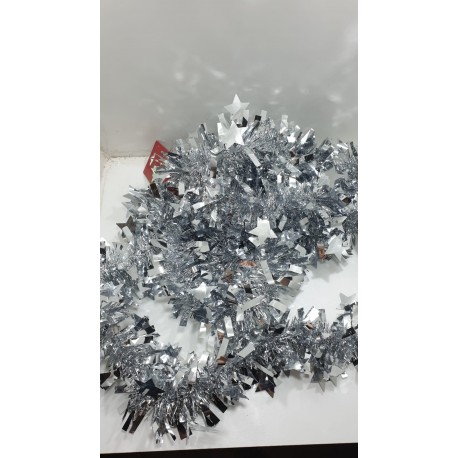 Guirlande de Noël ETOILE - 9cmx2mx5PLY - couleur argent Antarès/Héra